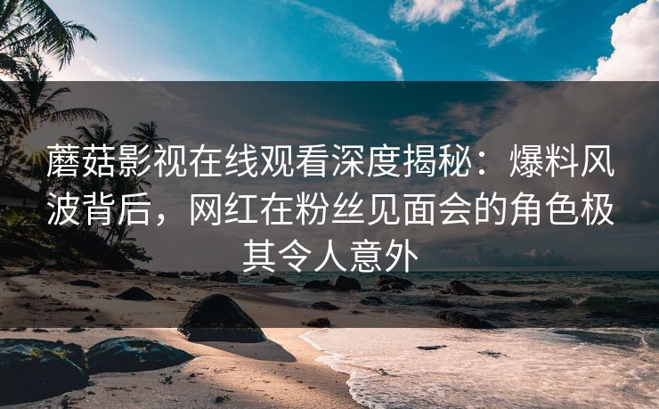 蘑菇影视在线观看深度揭秘：爆料风波背后，网红在粉丝见面会的角色极其令人意外