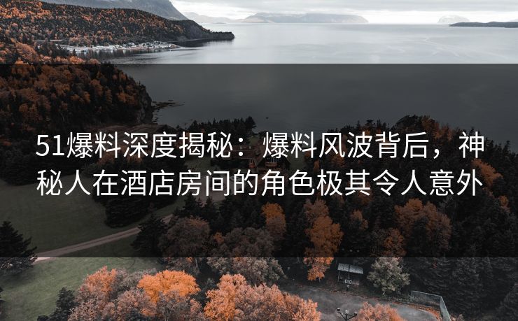 51爆料深度揭秘：爆料风波背后，神秘人在酒店房间的角色极其令人意外