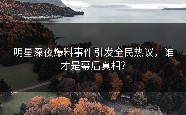 明星深夜爆料事件引发全民热议，谁才是幕后真相？